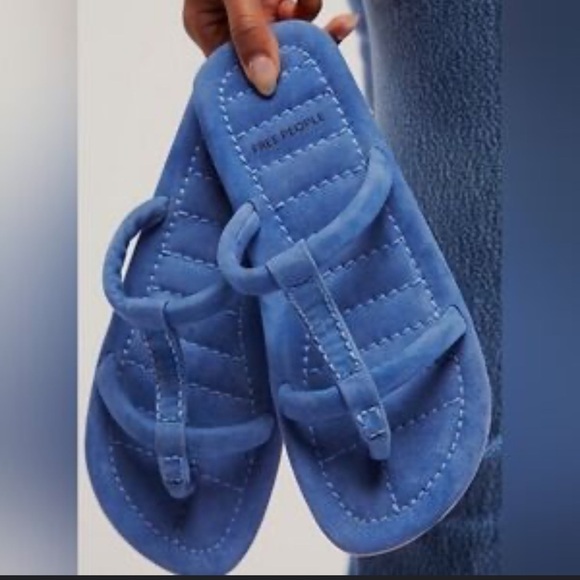 Free People Harden Lapis Blue Suede Slide Sandals Size 8 - Picture 1 of 8